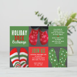 Invitation Red & Green Holiday Sock Exchange