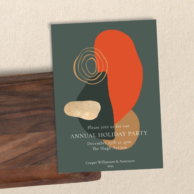 Invitation Red Green Modern Abstrait Business Fête de vacance (Créateur téléchargé)