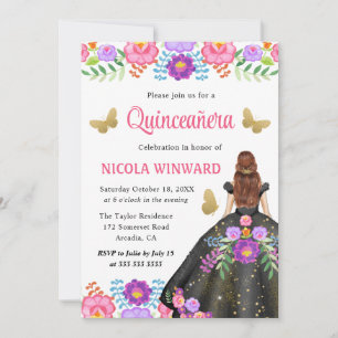 Invitation Red Hair Princesse Florale mexicaine Robe Quincean