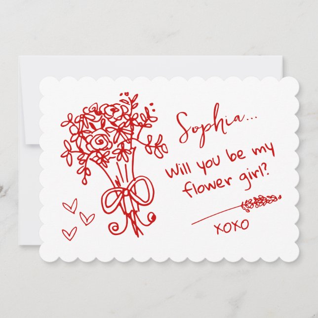 Invitation Red Hand Drawn Will you be... (Devant)