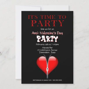 Invitation Red Heart Anti-Valentine's Day Party