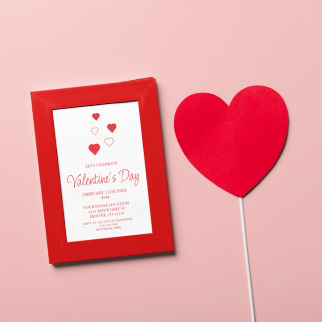 Invitation Red Heart Minimalist Saint Valentin (Créateur téléchargé)