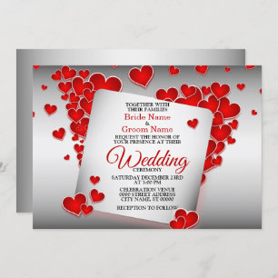 Invitation Red Hearts Beau Mariage