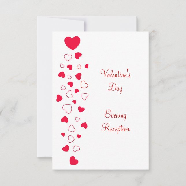 Invitation Red Hearts Design Valentines Day Mariage Réception (Devant)