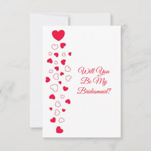 Invitation Red Hearts Valentines Day Bridesmaid Mariage