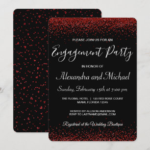 Invitation Red Hearts Valentine's Day Engagement Party