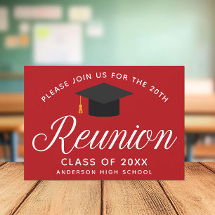 Invitation Red High School Reunion Custom Party