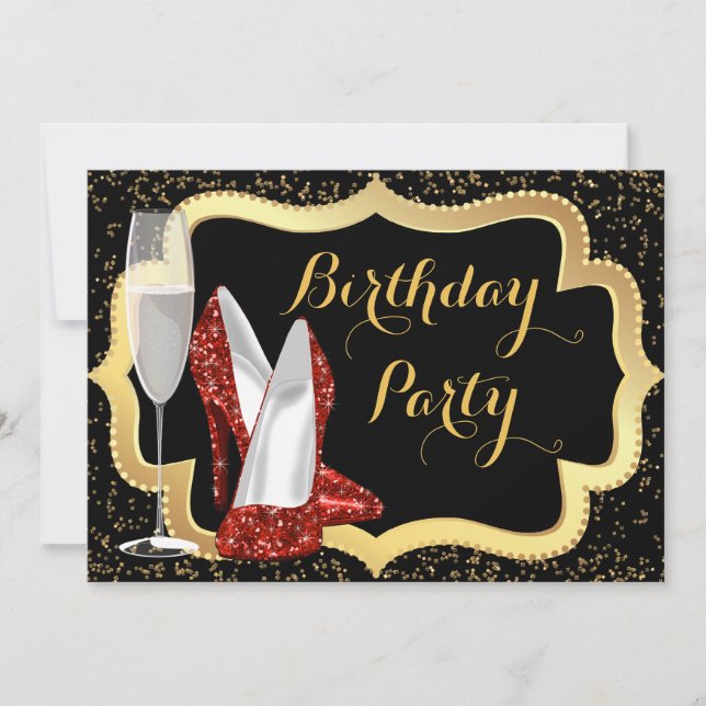 Invitation Red High talon Chaussure fête d'anniversaire (Devant)