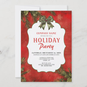 Invitation Red Holly Pine Company fête de Noël