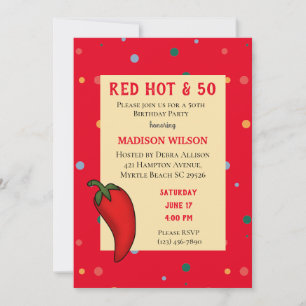 Invitation Red Hot Pepper 50th Birthday Party