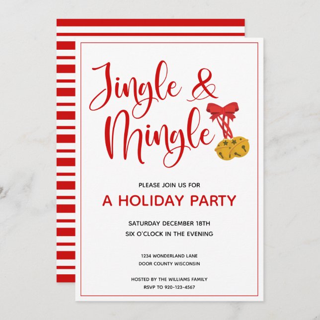 Invitation Red Jingle et Mingle Fête (Devant / Derrière)