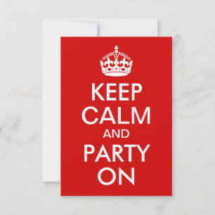 Invitation Red Keep Calm et la fête à l'anniversaire