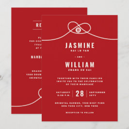 Invitation Red Knot Union Double Bonheur Mariage chinois