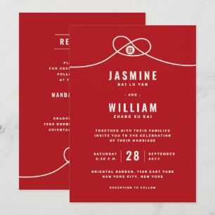 Invitation Red Knot Union Double Bonheur Mariage chinois