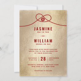 Invitation Red Knot Union Double Bonheur Mariage chinois