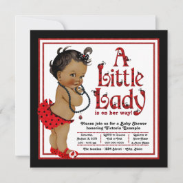 Invitation Red Ladybug African American Girl Baby shower