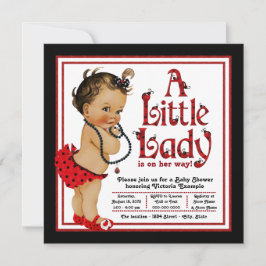 Invitation Red Ladybug Ethnic Girl Ladybug Baby shower