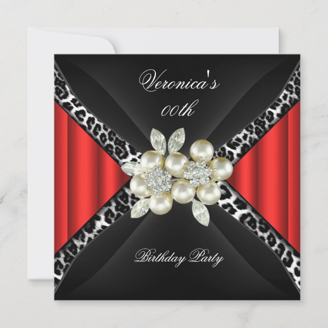 Invitation Red Leopard Pearl Diamond (Devant)