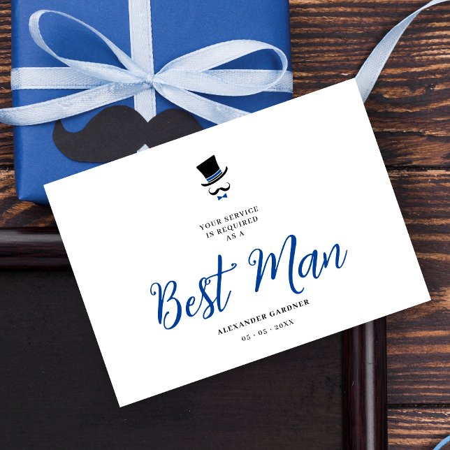 Invitation Red Minimalist Exquisite Gorgeous Script Best Man  (Minimalist Exquisite Gorgeous Script Best Man Wedding Proposal Card in Black and Blue.)