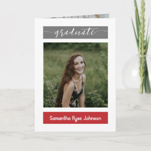 Invitation Red Modern Block 5-Photo Graduation