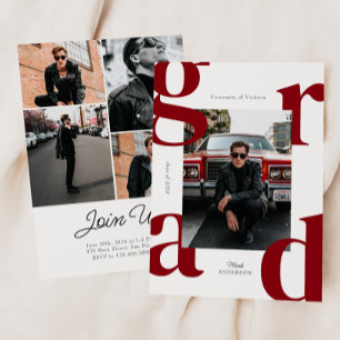 Invitation Red Modern Bold Classe de 2024 Graduation