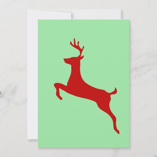 Invitation Red Nose Reindeer Christmas Folded Greeting Card (Devant)