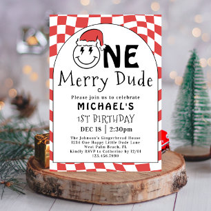 Invitation Red One Happy Dude Noël 1er anniversaire