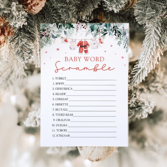 Invitation Red Père Noël Baby Christmas Baby Word Scramble Je (Créateur téléchargé)