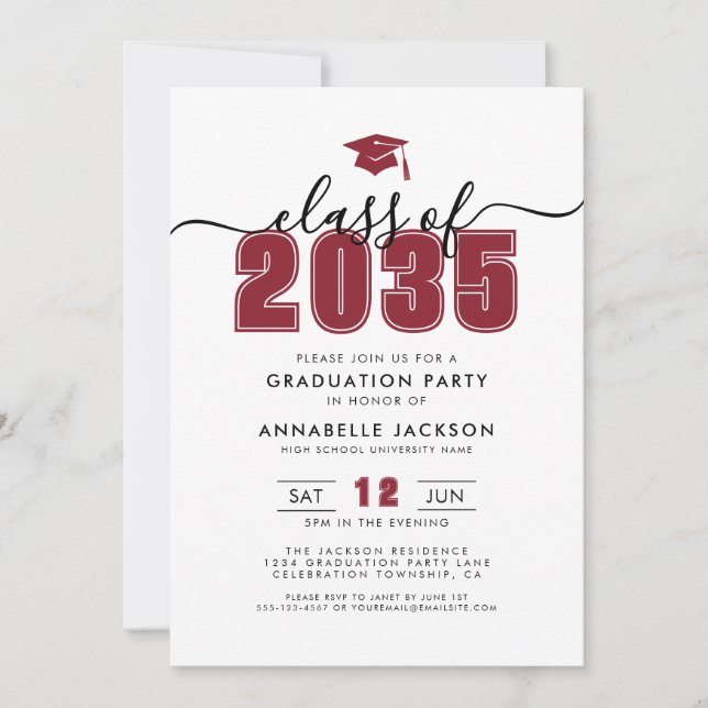Invitation Red Photo Graduation Party (Devant)