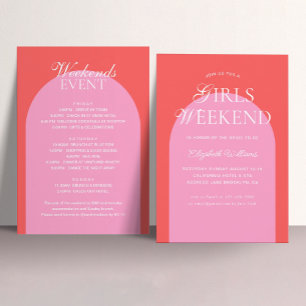 Invitation Red Pink Arch Girls Weekend Bachelorette Party