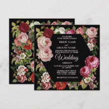 Red Pink Floral Greenery Rustic Black Wedding