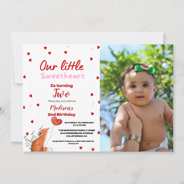 Invitation Red Pink Heart Saint-Valentin Anniversaire de la S (Devant)