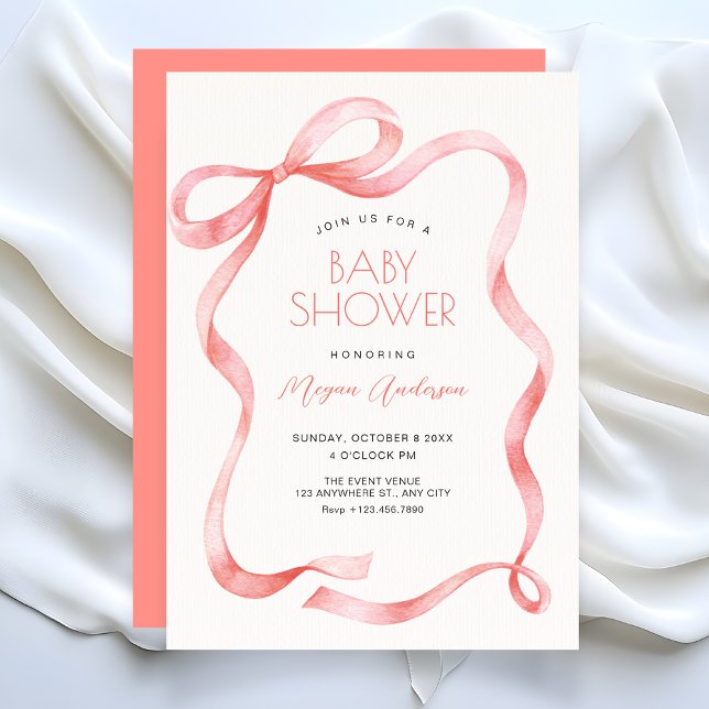 Invitation Red pink soft ribbon bow (Créateur téléchargé)