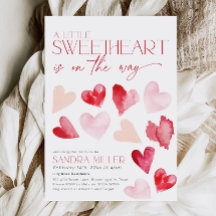 Red Pink Valentine Hearts Baby shower amoureux