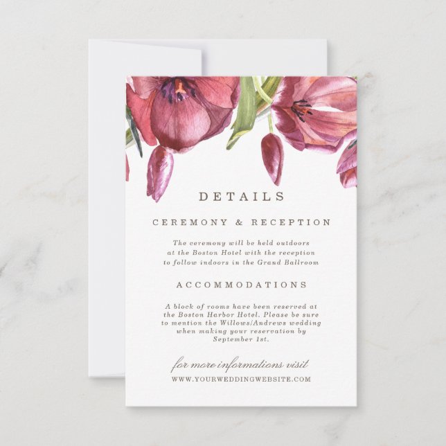 Invitation Red Poppies Élégant Formel Détails du Mariage Flor (Devant)