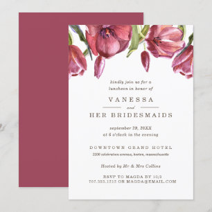 Invitation Red Poppies Élégant Mariage BRIDESMAIDS Déjeuner