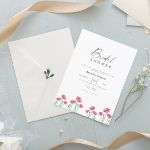 Invitation Red Poppy Garden Fête des mariées florale