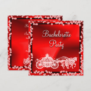 Invitation Red Princess Coach & Horses Bachelorette Party