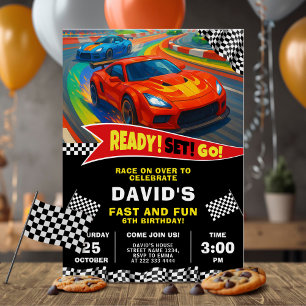 Invitation Red Race Car fête d'anniversaire