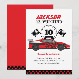 Invitation Red Racing Voiture Course Enfants Garçons Annivers