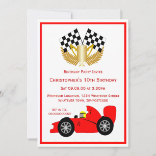 Invitation Red Racing Voiture fête d'anniversaire