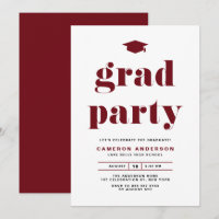 Red Retro Bold Typography Graduation Party
