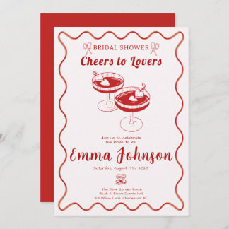 Invitation Red Retro Bridal Shower | Main tirée