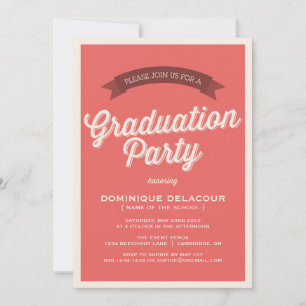 Invitation Red Retro Typography Graduation Party