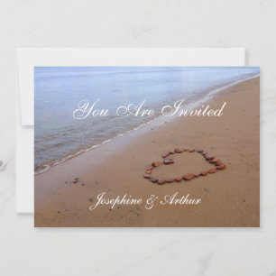 Invitation Red Rocks Heart sur la plage de sable