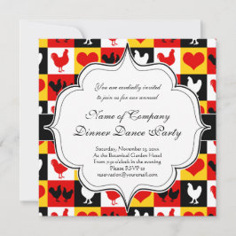 Invitation Red Rooster American Country Farm Motif