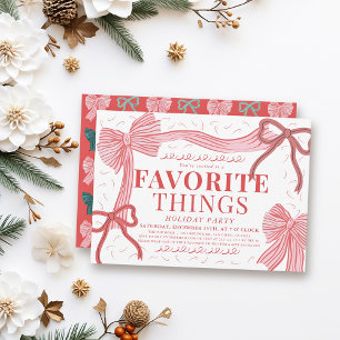 Invitation Red & Rose Bows Favori Things Fête de Vacances