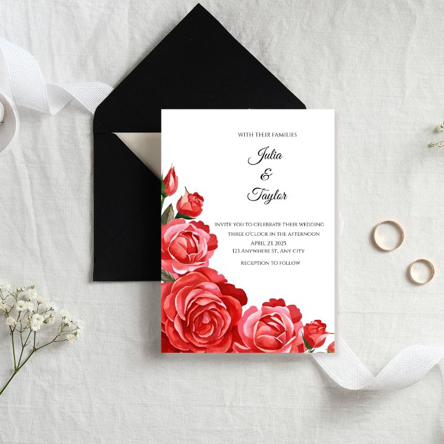 Invitation Red Rose Elegant Floral Invite (Créateur téléchargé)