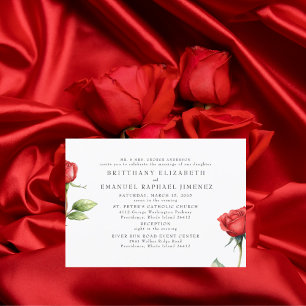 Invitation Red Rose Floral Bride Parents 2 Venue Mariage