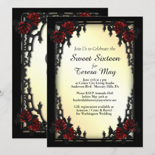 Invitation Red Rose gothique Sweet sixteen Porte de fer Invit